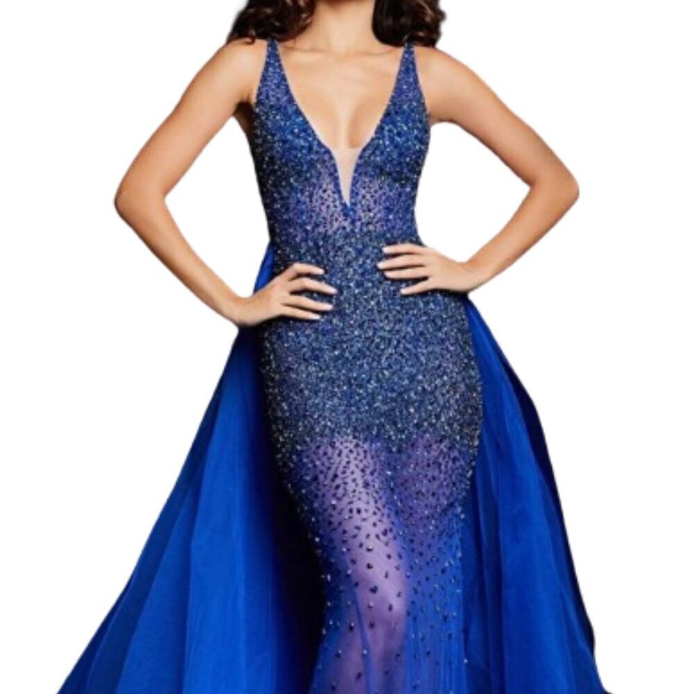 SALE NWT Jovani 26058SC Tulle Prom Dress Royal Blue Size 2